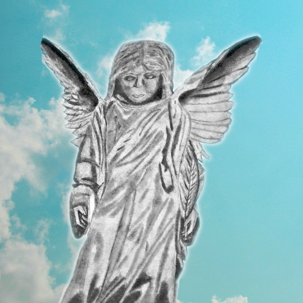 Hand Crafted Angel Clouds Framed Art Print Wall Decoration 8x10 inch